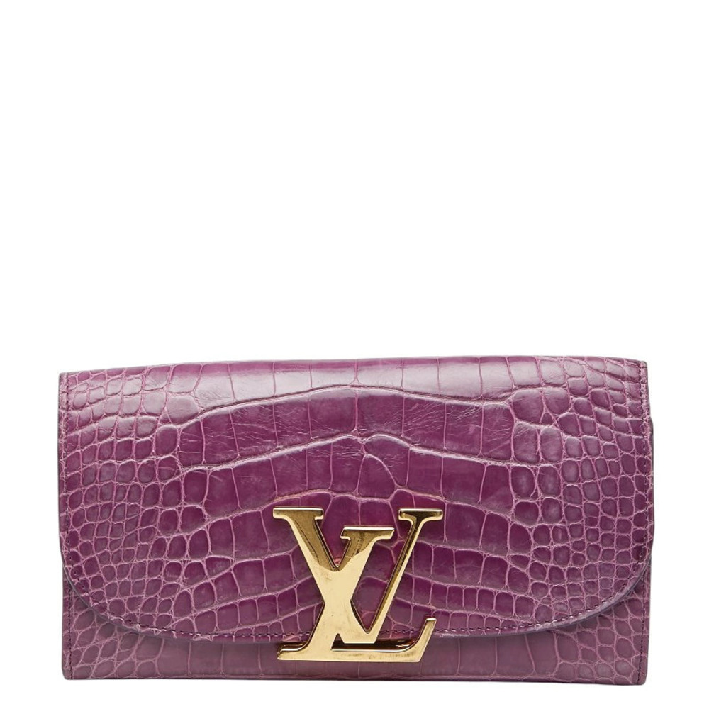 Louis Vuitton Portefeuille Capucines Long Wallet Purple Crocodile Leather